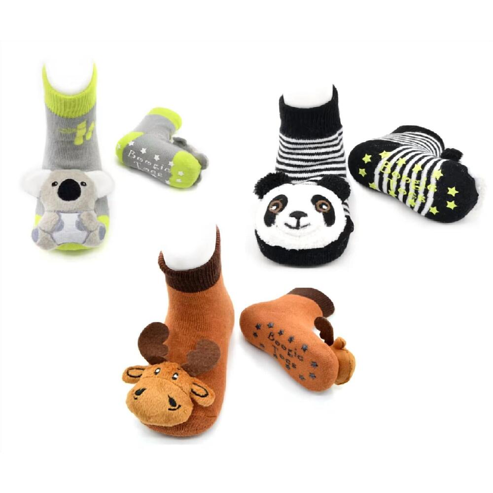 NEW LIVENTI INC. kids boogie toe rattle socks - set of 3 in kute koala, baby pan